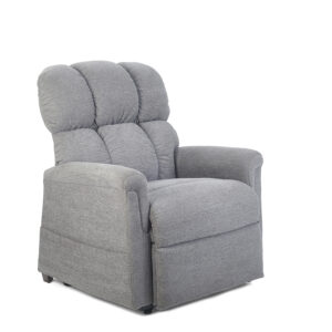 A gray Comforter with MaxiComfort Large padded recliner chair featuring a cushioned backrest and armrests, viewed from a slight angle.